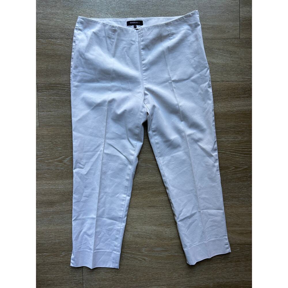 Lafayette 148 New York White Bleecker Cropped Pant Stretch Cotton SideZip luxury - Picture 4 of 16